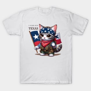 Freedom Fighter Kitten Stand With Texas T-Shirt